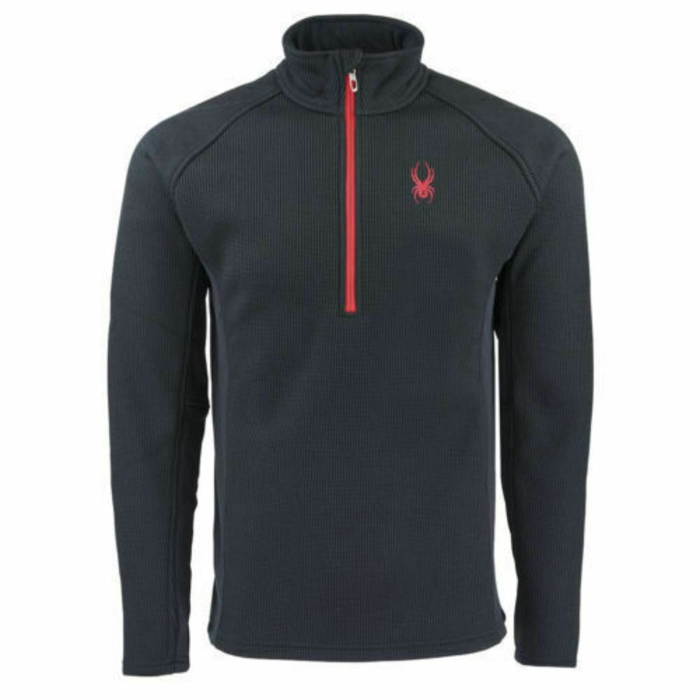 A1 SPYDER Men's RED Black Half zip Fleece Outbound pockets Pullover Jacket M L